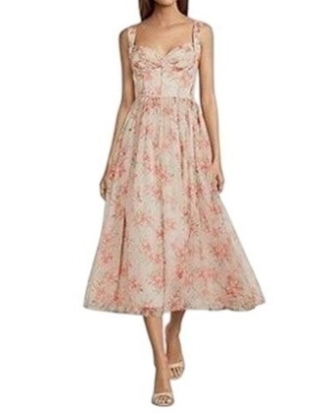 Antonio Melani Parker Printed  Sweetheart Neck Sleeveless A-Line Midi Dress